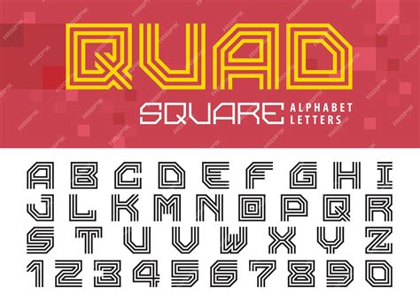 Premium Vector | Square Alphabet Letters and numbers