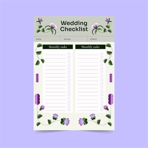 Premium Vector Wedding Planning Checklist Template