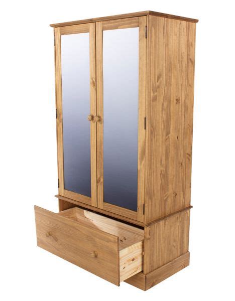 Cotswold 2 Mirror Door 1 Drawer Wardrobe Cotswold Pine Bedroom Furniture