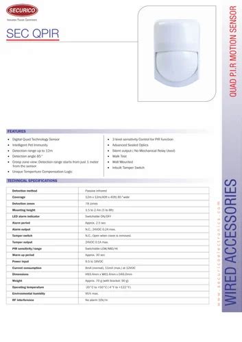 Securico SEC QPIR PIR Motion Sensor, 360 Degree at ₹ 1100/piece in