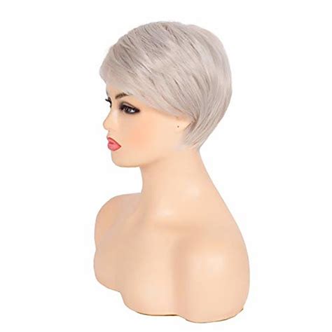 Short Pixie Cut Blonde Mix White Wigs For White Women Fluffy Synthetic Women S Wig Heat