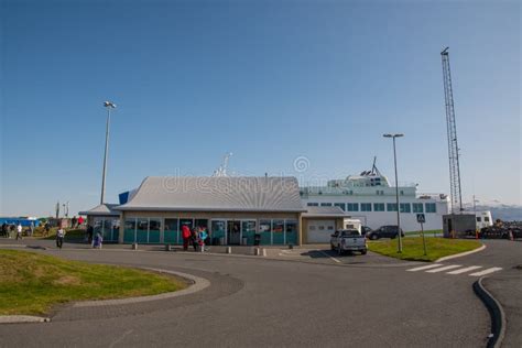 Ferry Herjolfur Entering Island Of Heimaey Editorial Photo Image Of