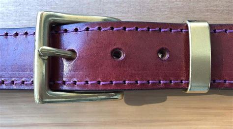 Chestnut Leather Belt with Brass Buckle - Maureena Leather