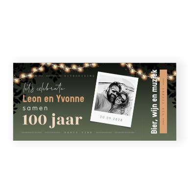 Ticket Uitnodiging Dubbel Feest Samen 100 Jaar Met Foto