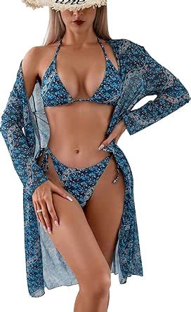 Amazon WDIRARA Women S Piece Bikini Set Floral Print Tie