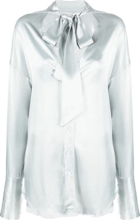 Sabina Musayev Pussy Bow Satin Blouse Shopstyle Tops