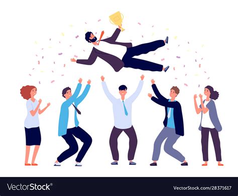 Team Tossing Man In Air Business People Group Vector Image