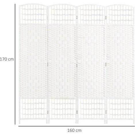 HOMCOM Biombo Separador De Ambientes De 4 Paneles 160x170 Cm Divisor De