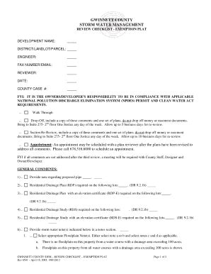 Fillable Online Exemption Plat Checklist Form Pdf Gwinnett County