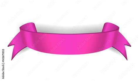 Pink ribbon banner. Satin glossy bow blank. Design label scroll ribbon ...