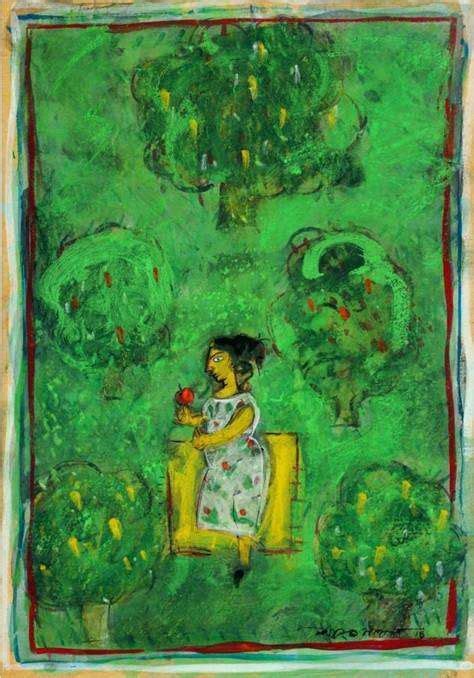 Lady In Green By Artist Subroto Mandal Image Painting Mojarto