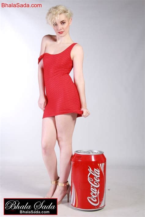 Smoking Hot Blonde Girl Loves Posing With A Big Coke Can 15 Photos