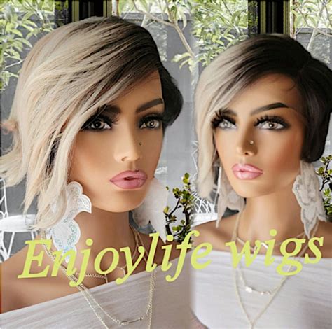 Sexy Cute Blonde Black Short Swoop Bang Colorful Soft Highlights