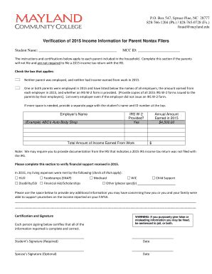 Fillable Online Parent Non Tax Filer Form Fax Email Print Pdffiller