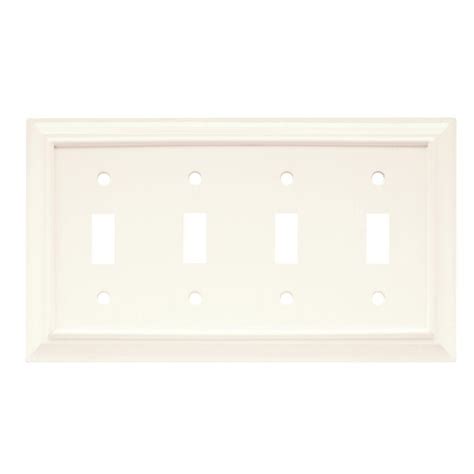 Hampton Bay Architectural Wood Decorative Quadruple Switch Plate White