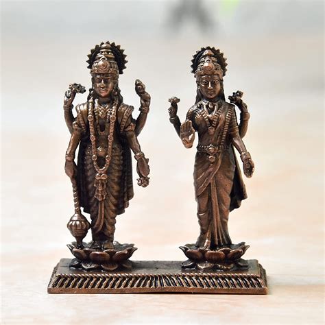СТАТУЭТКИ Лакшми Нараяна, ВИШНУ И ЛАКШМИ, медь 100%, 5.5 см купить в ...