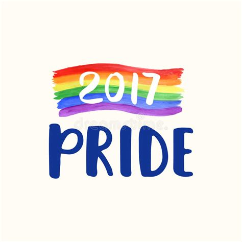 Gay Pride Poster Rainbow Spectrum Flag Brush Lettering Stock Vector Illustration Of