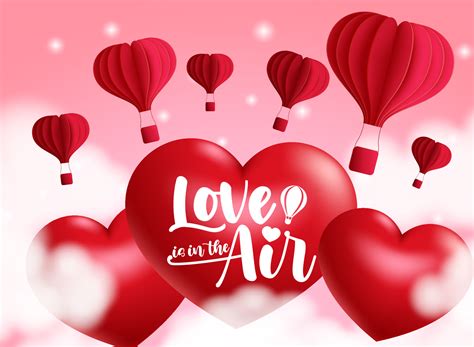 Valentine's vector background design. Love is in the air text with ...