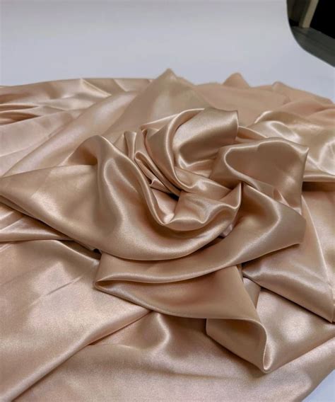 Nude Silky Stretch Satin Fabric By The Yard Cream Nude Stretch Charmeuse Fabric For Wedding