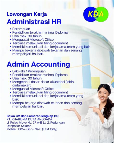 Lowongan Kerja Administrasi Hr Dan Admin Accounting Untuk Pt Kharisma