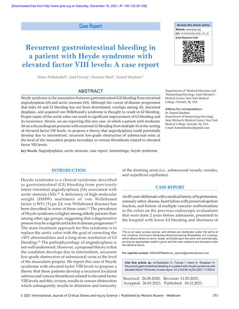 (PDF) Recurrent gastrointestinal bleeding in a patient with Heyde ...