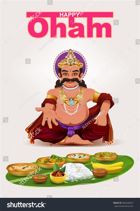 Happy Onam Festival In Kerala God King Mahabali Template Greeting Hot