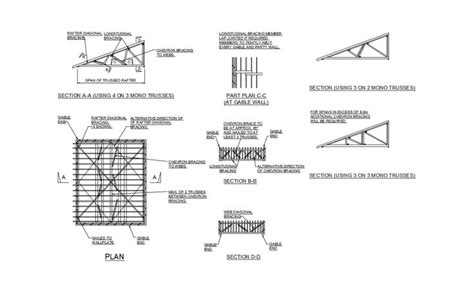 bracing details  rafter mono pitch roof architectural truss plan