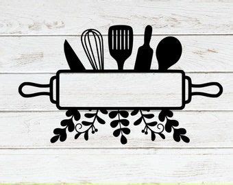 Kitchen Utensils Split Monogram Svg Kitchen Logo Svg Kitchen Etsy