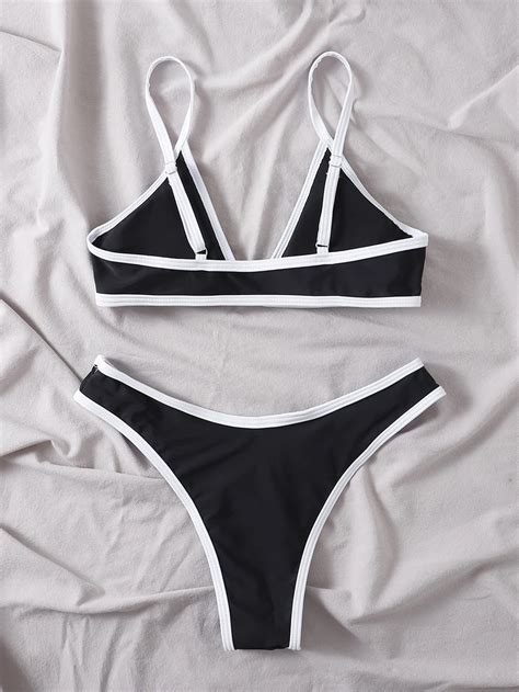 High Cut Contrast Piping Bikini Set Atelier Yuwa Ciao Jp