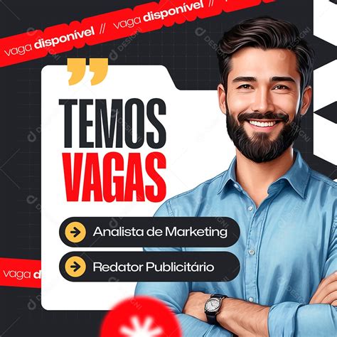 Temos Vaga de Empregos Social Media PSD Editável download Designi