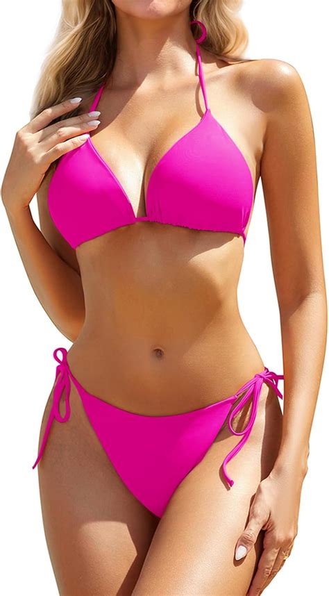 Amazon Zuvebamyo Women Two Piece Bikini Swimsuit Sexy Bathing Suits Halter Triangle Tops