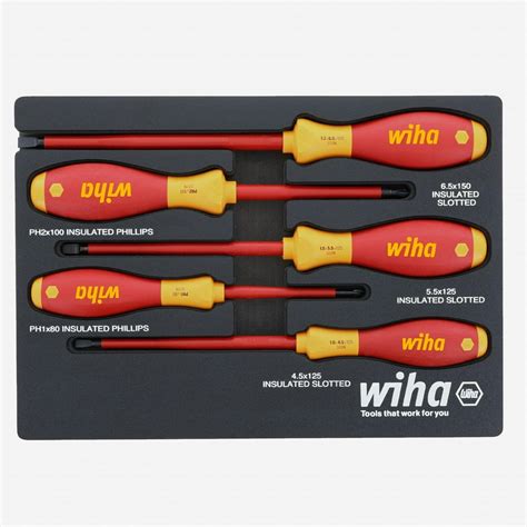 Wiha 32081 Insulated SoftFinish Slotted/Phillips Screwdriver Tray Set ...