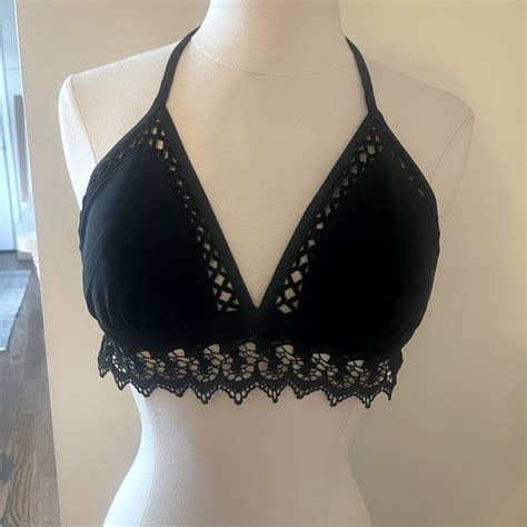 Xhilaration Swim Womens Black Sexy Lace Bikini Triangle Top M Poshmark