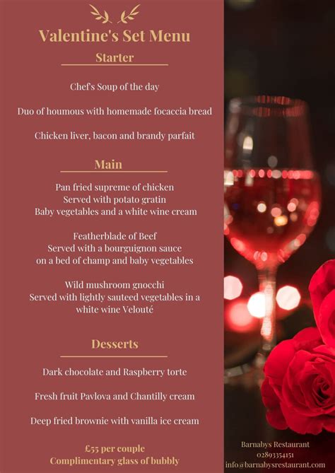 Barnabys Valentines Set Menu 2024 Barnabys Restaurant