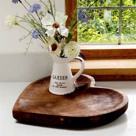 Heart Shaped Mango Wood Fruit Bowl Wooden Decorative Plate Etsy