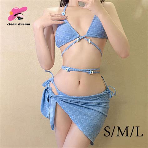 บกน 3 ชน bikini sexy ลายดอกไม ลายดอกไม การออกแบบผกเชอก สนารก เนอผาสวมใสสบาย