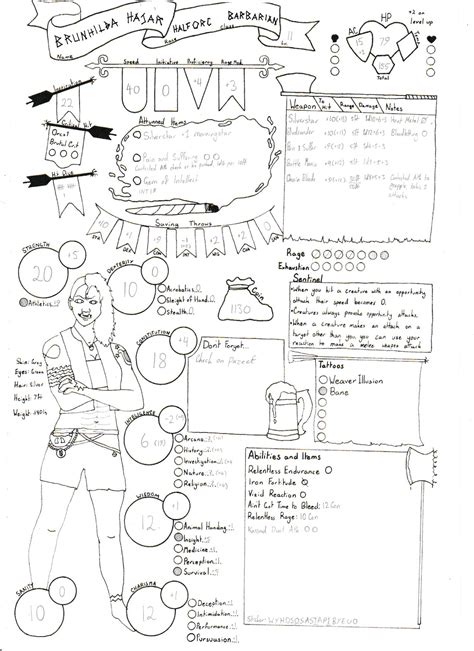 Oc My New Custom Character Sheet For My Barbarian Dnd