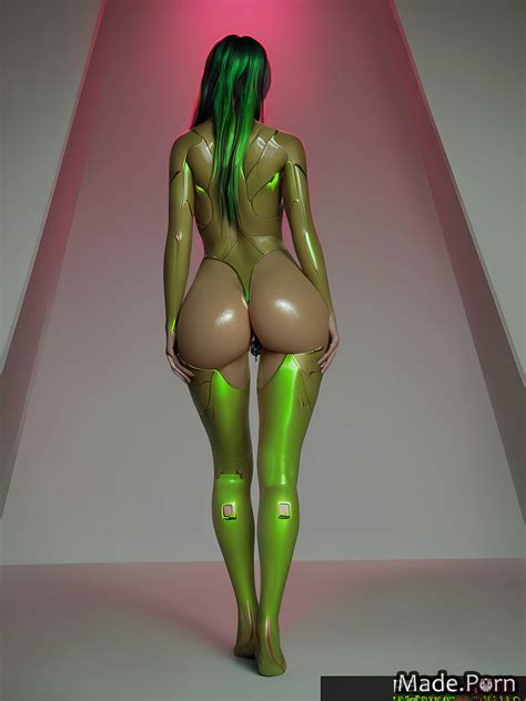 Porn Image Of Anal Gape Pussy Juice Thighs Green Hair Lime Shiny Skin Big Hips Created By AI
