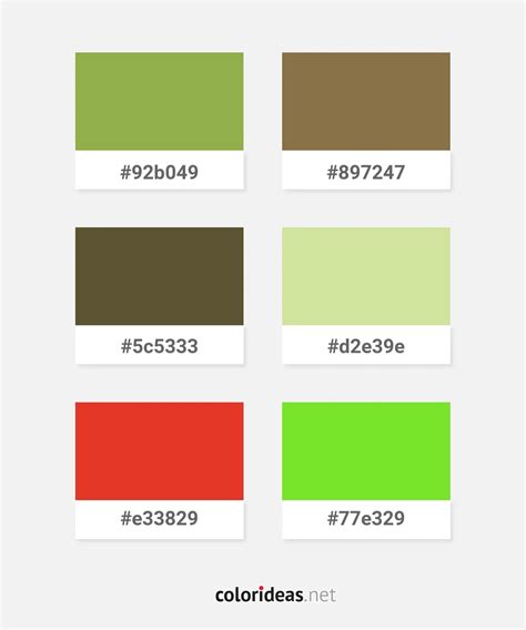 Dark Khaki Dark Olive Green Tan Tomato Lawn Green Color