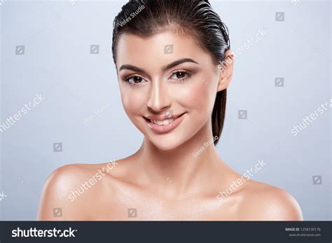 Pretty Girl Dark Wet Hair Nude Stock Photo Edit Now 1258130176