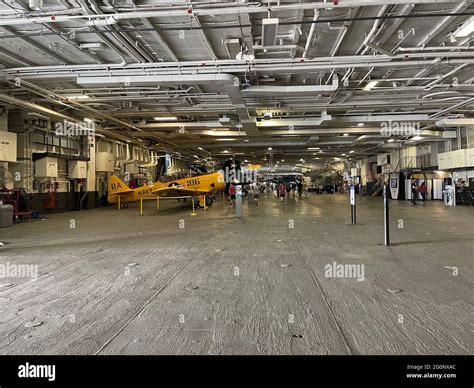 Inside The Hangar Deck On The Uss Midway Aircraft Carrier Museum In San