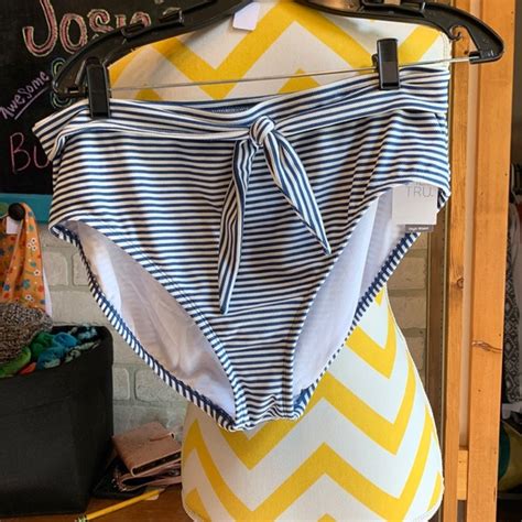 Time And Tru Swim Nwt Time And Tru High Waist Tie Textured Striped Nautical Bikini