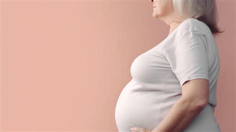 Premium Ai Image Pregnant Mature Woman On A Pink Background Banner Copy Space