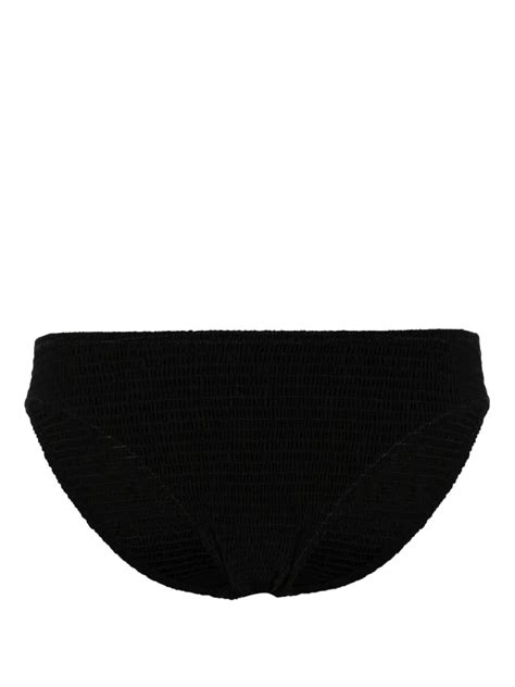 Tot Me Mid Rise Smocked Bikini Bottoms In Black Modesens