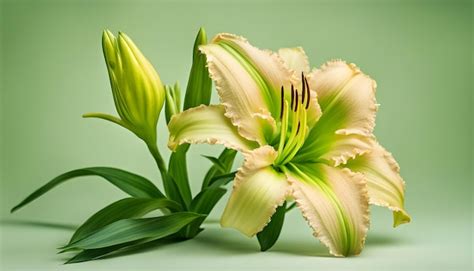 Premium Photo Green Daylily Plant Flower On Isolated Background