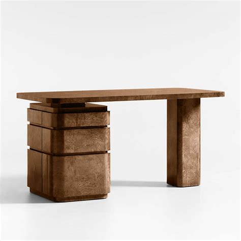 Greye 60" Burl Wood Desk with Swivel Drawers | Crate & Barrel