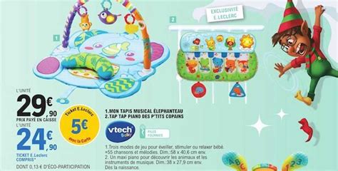 Promo Mon Tapis Musical L Phanteau Ou Tap Tap Piano Des P Tits Copains Chez E Leclerc