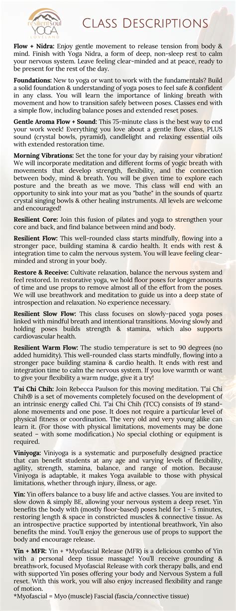 Resilient Soul Yoga Classes And Descriptions