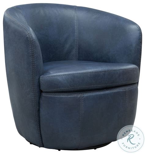 Barolo Vintage Navy Leather Swivel Club Chair From Parker Living