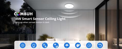 Combuh Led Ceiling Light With Motion Sensor And Twilight Sensor W